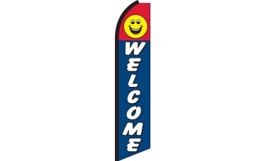 Welcome Smiley Face Swooper Feather Flag