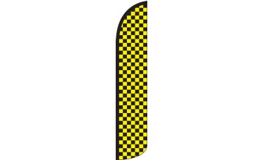 Checkered Black/Yellow Wind-Free Feather Flag