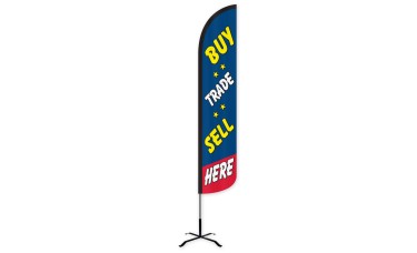 Buy, Trade, Sell Here Wind-Free Feather Flag