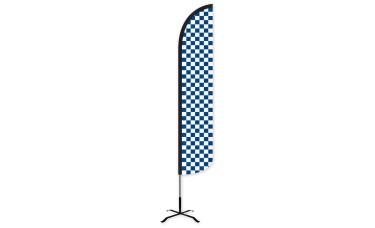Checkered Blue/White Wind-Free Feather Flag