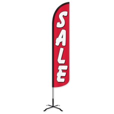 Sale (Red & White) Wind-Free Feather Flag