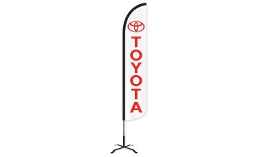 Toyota White/Red Wind-Free Feather Flag
