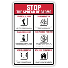 Stop the Spread of Germs - 12" x 18" COVID-19 Prevention Sign