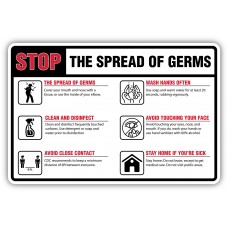 Stop the Spread of Germs - 12" x 18" COVID-19 Prevention Sign