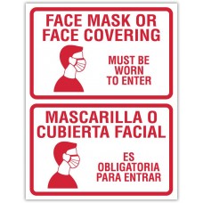 Face Masks Required Bilingual - 12" x 18" COVID-19 Prevention Sign