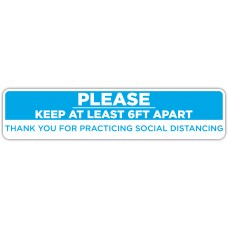 Thank You For Practicing Social Distancing Blue Floor Stickers - 24.5" x 5.5" Rectangle