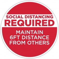 Social Distancing Required Red Floor Stickers - 12" Circle