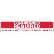 Social Distancing Required Red Floor Stickers - 24.5" x 5.5" Rectangle