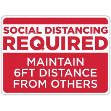 Social Distancing Required Red Floor Stickers - 16.5" x 12" Rectangle