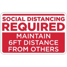 Social Distancing Required Red Floor Stickers - 12.5" x 8" Rectangle