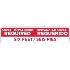 Social Distancing Required Spanish Bilingual Red Floor Stickers - 24.5" x 5.5" Rectangle