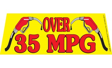 Over 35MPG Yellow/Red Windshield Banner