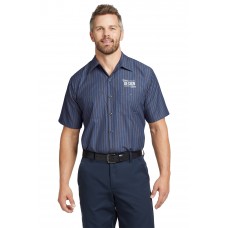 Custom Embroidered Red Kap Short Sleeve Striped Industrial Button Down Work Shirts