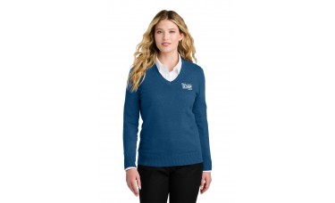 Custom Embroidered Port Authority Ladies Easy Care V-Neck Sweaters