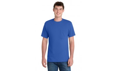 Custom Embroidered Port & Co Essential Heavyweight Short Sleeve Pocket T-Shirts