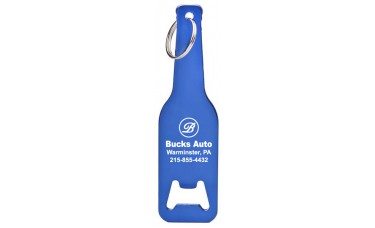 Aluminum Bottle-Shaped Bottle Opener Keychain With Anodized Finish - Blue