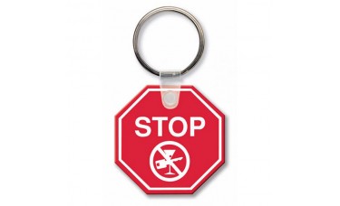 Custom Screen Printed Soft Touch Keychains - Stop Sign