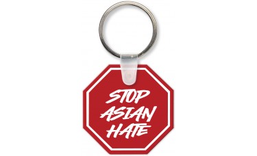 Custom Printed Full Color Digital Soft Touch Keychains - Stop Sign