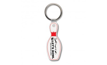 Custom Screen Printed Soft Touch Keychains - Bowling Pin