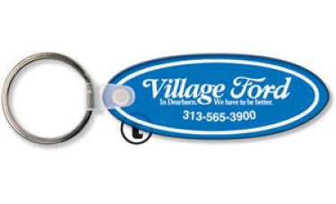 Custom Screen Printed Soft Touch Keychains - Ford Oval