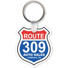 Custom Printed Full Color Digital Soft Touch Keychains - Interstate Highway Road Sign