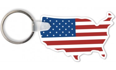 Full Color Digital Soft Touch Keychains - USA (White)