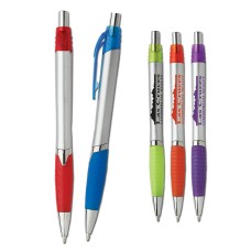 Custom Printed Snazzy Silver Designer Retractable Grip Ballpoint Pens