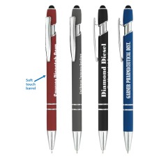 Custom Laser Engraved Chester Stylus Soft Touch Metal Retractable Ballpoint Pens