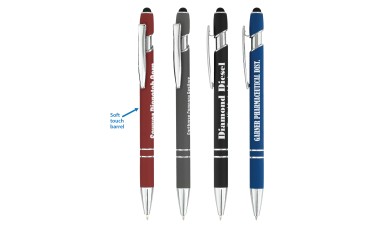Custom Laser Engraved Chester Stylus Soft Touch Metal Retractable Ballpoint Pens