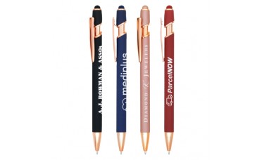 Custom Laser Engraved Guardian Stylus Soft Touch Gold Metal Retractable Ballpoint Pens