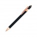 Custom Laser Engraved Guardian Stylus Soft Touch Gold Metal Retractable Ballpoint Pens - Black