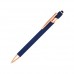 Custom Laser Engraved Guardian Stylus Soft Touch Gold Metal Retractable Ballpoint Pens - Blue