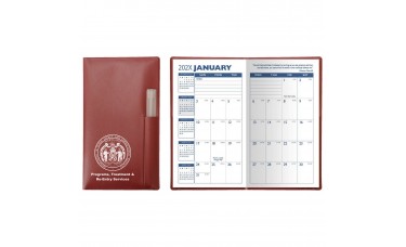 Custom Printed Executive Vinyl Monthly Pocket Planners With Pen
