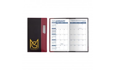Custom Printed "Lafayette" 2-Tone Soft Vinyl Cover Monthly Pocket Planners With Pen