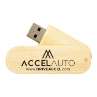 Custom Screen Printed Bamboo Wood Swivel USB Flash Drives