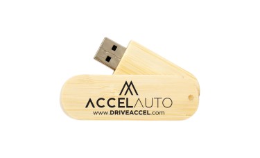 Custom Screen Printed Bamboo Wood Swivel USB Flash Drives