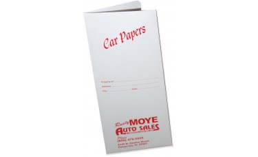 Custom Printed "Car Papers" Dealer Glove Box Document Folders (1XA)