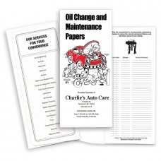 Custom Printed "Oil Change and Maintenance Papers" Automotive Service Paper Document Folders