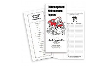 Custom Printed "Oil Change and Maintenance Papers" Automotive Service Paper Document Folders
