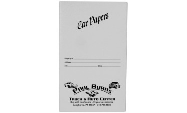 Custom Printed "Car Papers" Dealer Glove Box Document Folders (2XA)