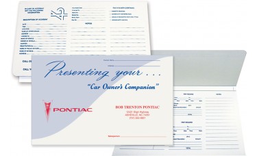 Custom Printed "Car Owner's Companion" Dealer Glove Box Document Folders (2XC)