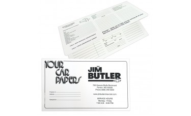 Custom Printed "Your Car Papers" Dealer Glove Box Document Folders (2XD)