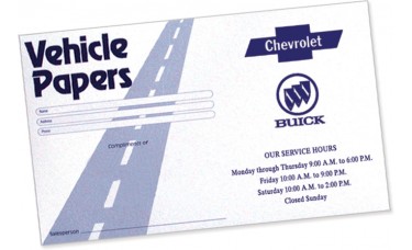 Custom Printed "Vehicle Papers" Car Dealer Glove Box Document Folders (2XF)