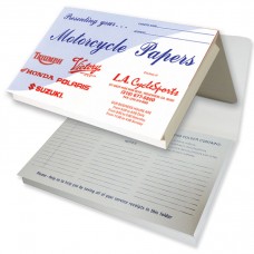 Custom Printed "Motorcycle Papers" Expanded Dealer Glove Box Document Folders (2XGE)