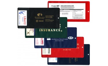 Custom Printed Insurance Card Holders - 9-3/4"(W) x 4-3/4"(H) - with Business Card Pocket - Opens on Short Side