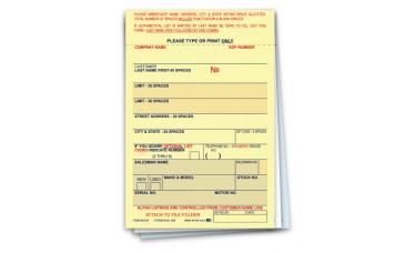Vehicle Deal Label Forms - 3-Part Carbon - 3-1/4" x 4-3/4" (Package of 100)