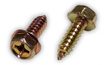 #14 x 3/4" Hex Head Brass Colored License Plate Screws (Box of 100)