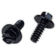 #14 x 5/8" Slotted Hex Washer Head Black License Plate Screws (Box of 100)