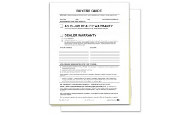 2-Part Non-Adhesive Car Dealer Buyers Guides - As Is (Package of 100)