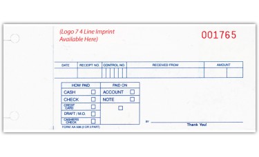 Cash Receipts, 3-Part - Custom (Package of 500)
